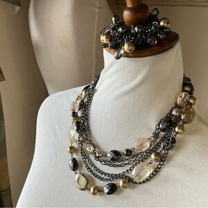 Different Metal Colors Bracelet and Necklace Set